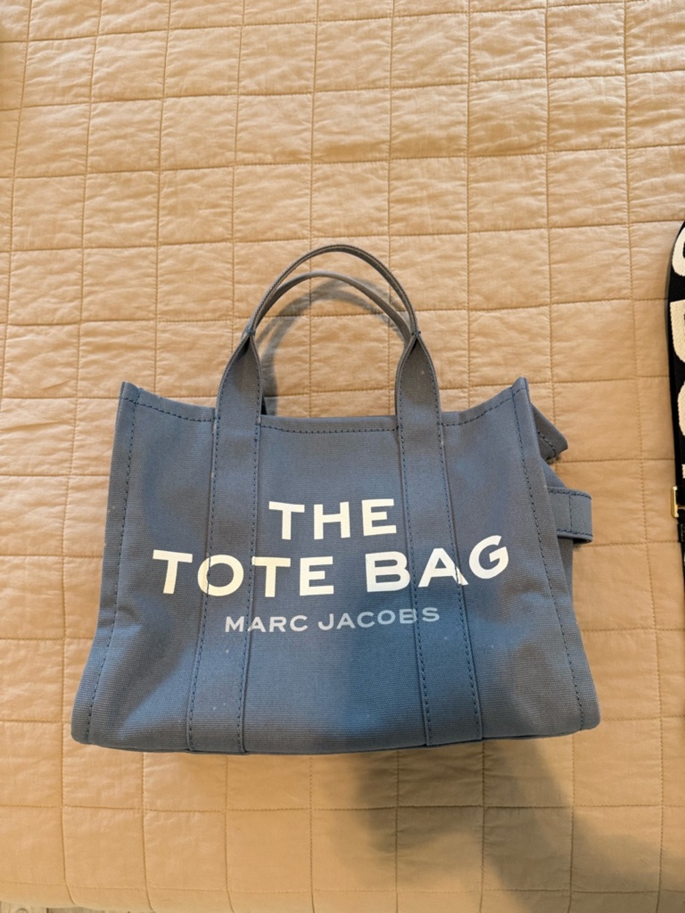 Marc Jacobs Blue Canvas Tote Bag with White Logo